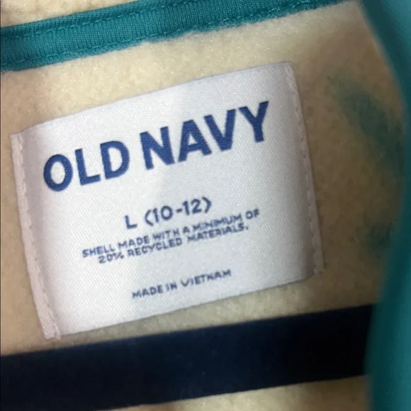 Old Navy Cream Fleece Jacket with Blue and Green Lightning - Picture 2 of 9